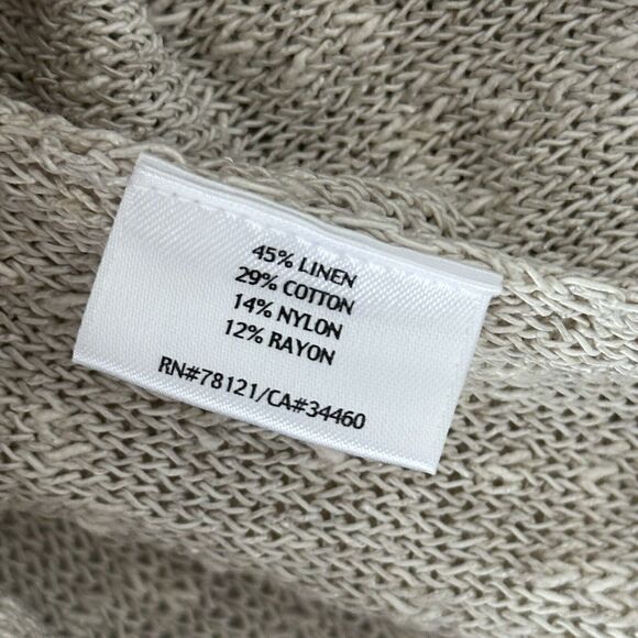 EILEEN FISHER Beige Linen Cotton Blend Luxury Sweater Layer Women’s Small Tan - Picture 3 of 5